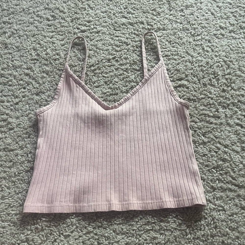 H&M Pink Ribbed Crop Camisole